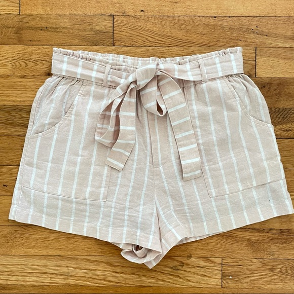 Nordstrom Striped Paper Bag Waist Shorts in Salmon with by OneTheLand - Picture 6 of 6